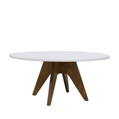 Oaky zittafel rond, met wit blad, Ø 165 cm, hoogte 75 cm.