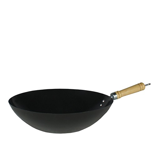 Spring Canton Wokpan, koolstofstaal met houten handvat, 30 cm