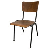 Stoel old school, met houten zitting