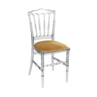 Stoel Napoleon transparant, met gouden zitting Stoel Napoleon transparant, met gouden zitting
