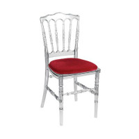 Stoel Napoleon transparant, met rode zitting Stoel Napoleon transparant, met rode zitting