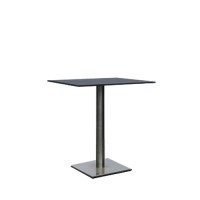 Dinertafel Pieter, met RVS voet en hoogglans zwart blad Dinertafel Pieter, met RVS voet en hoogglans zwart blad