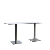 Dinertafel Pieter XL, met 2 RVS voet en hoogglans wit blad Dinertafel Pieter XL, met 2 RVS voet en hoogglans wit blad