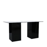 Dinertafel Jasper XL zwart, met dun hg wit blad Dinertafel Jasper XL zwart, met dun hg wit blad