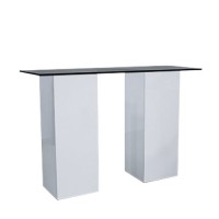 Statafel Jasper XL wit, met dun hg zwart blad Statafel Jasper XL wit, met dun hg zwart blad