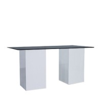 Dinertafel Jasper XL wit, met dun hg zwart blad Dinertafel Jasper XL wit, met dun hg zwart blad