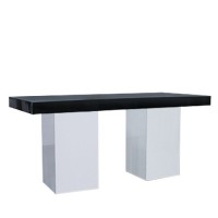 Dinertafel Jasper XL wit, met dik hg zwart blad Dinertafel Jasper XL wit, met dik hg zwart blad