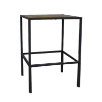 Hot Metal statafel vierkant, met houten blad Hot Metal statafel vierkant, met houten blad