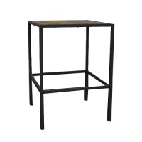 Hot Metal statafel, 80x80 cm, met houten blad (open) Hot Metal statafel, 80x80 cm, met houten blad (open)