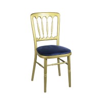 Stoel Napoleon goud, met blauwe zitting Stoel Napoleon goud, met blauwe zitting