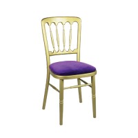 Stoel Napoleon goud, met paarse zitting Stoel Napoleon goud, met paarse zitting