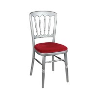Stoel Napoleon zilver, met rode zitting Stoel Napoleon zilver, met rode zitting
