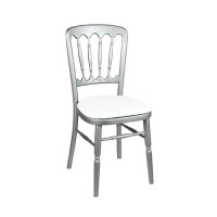 Stoel Napoleon zilver, met witte zitting Stoel Napoleon zilver, met witte zitting