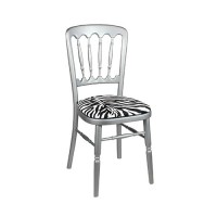 Stoel Napoleon zilver, met zebra zitting Stoel Napoleon zilver, met zebra zitting