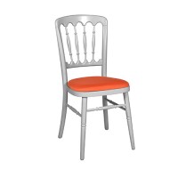 Stoel Napoleon zilver, met oranje zitting Stoel Napoleon zilver, met oranje zitting