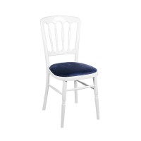 Stoel Napoleon wit, met blauwe zitting Stoel Napoleon wit, met blauwe zitting
