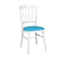 Stoel Napoleon wit, met turquoise zitting Stoel Napoleon wit, met turquoise zitting