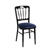 Stoel Napoleon zwart, met blauwe zitting Stoel Napoleon zwart, met blauwe zitting