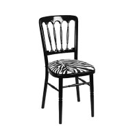 Stoel Napoleon zwart, met zebra zitting Stoel Napoleon zwart, met zebra zitting