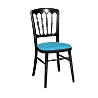 Stoel Napoleon zwart, met turquoise zitting Stoel Napoleon zwart, met turquoise zitting