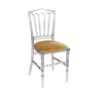 Stoel Napoleon transparant, met gouden zitting Stoel Napoleon transparant, met gouden zitting