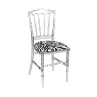 Stoel Napoleon transparant, met zebra zitting Stoel Napoleon transparant, met zebra zitting