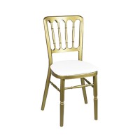 Stoel Napoleon Aluminium goud, met witte zitting brandwerend Stoel Napoleon Aluminium goud, met witte zitting brandwerend