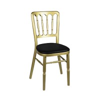 Stoel Napoleon Aluminium goud, met zwarte zitting brandwerend Stoel Napoleon Aluminium goud, met zwarte zitting brandwerend