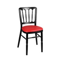 Stoel Napoleon Aluminium zwart, met rode zitting brandwerend Stoel Napoleon Aluminium zwart, met rode zitting brandwerend