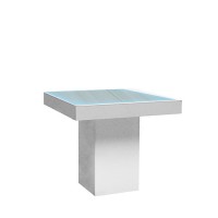 Monaco zittafel, witte kolom met LED verlicht blad Monaco zittafel, witte kolom met LED verlicht blad