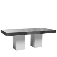 Monaco zittafel lang, RVS, met witte kolommen Monaco zittafel lang, RVS, met witte kolommen