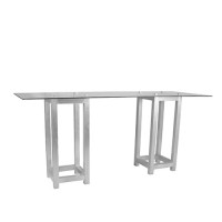 Aluminium statafel lang, met heldere glasplaat Aluminium statafel lang, met heldere glasplaat