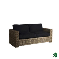 Asian lounge rieten bank met zwarte kussens Asian lounge rieten bank met zwarte kussens