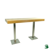 Bamboo statafel lang, met RVS onderstel Bamboo statafel lang, met RVS onderstel