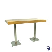 Bamboo statafel lang, met RVS onderstel Bamboo statafel lang, met RVS onderstel