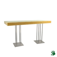 Bamboo statafel lang, met RVS Quatro onderstel Bamboo statafel lang, met RVS Quatro onderstel