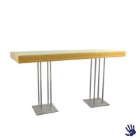 Bamboo statafel lang, met RVS Quatro onderstel Bamboo statafel lang, met RVS Quatro onderstel