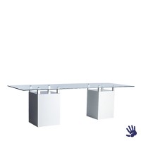 White Heaven zittafel lang, met frosted glasplaat White Heaven zittafel lang, met frosted glasplaat