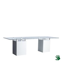 White Heaven zittafel lang, met heldere glasplaat White Heaven zittafel lang, met heldere glasplaat
