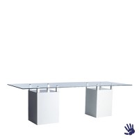 White Heaven zittafel lang, met heldere glasplaat White Heaven zittafel lang, met heldere glasplaat