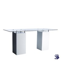White Heaven statafel lang, met heldere glasplaat White Heaven statafel lang, met heldere glasplaat