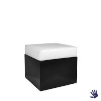 Black Velvet lounge poef klein, met wit kussen Black Velvet lounge poef klein, met wit kussen
