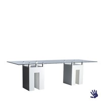 Unow zittafel lang, wit, met heldere glasplaat Unow zittafel lang, wit, met heldere glasplaat
