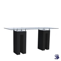 Unow statafel lang, zwart, met frosted glasplaat Unow statafel lang, zwart, met frosted glasplaat