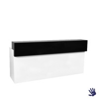 Unow buffet / bar, met wit blad, zwart opzetstuk en verlichting Unow buffet / bar, met wit blad, zwart opzetstuk en verlichting