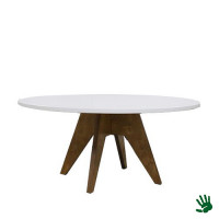 Oaky zittafel rond, met wit blad Oaky zittafel rond, met wit blad