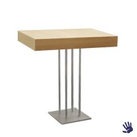 Oak statafel, met RVS Quatro onderstel Oak statafel, met RVS Quatro onderstel