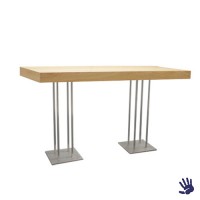 Oak statafel lang, met RVS Quatro onderstel Oak statafel lang, met RVS Quatro onderstel