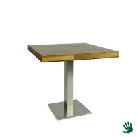 Palissander zittafel,  80x80, met RVS onderstel