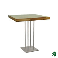 Palissander statafel, 80x80, met RVS Quatro onderstel